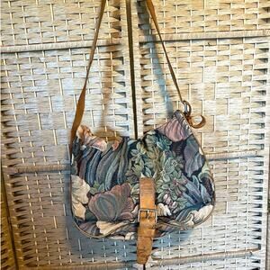 VTG Rula Belgium Tapestry Fabric Boho Messenger/Shoulder Bag Leather Strap.
